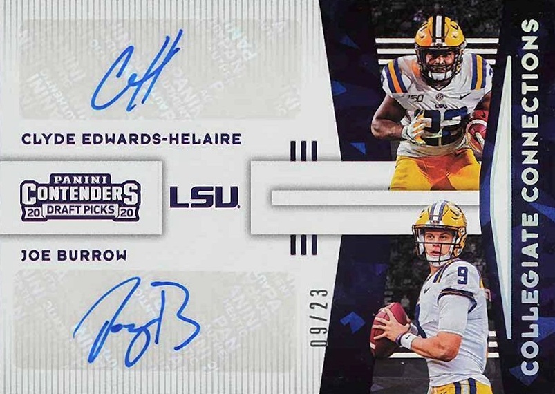 2020 Panini Contenders Draft Picks Collegiate Connections Signatures Clyde Edwards-Helaire/Joe Burrow #14 Football Card