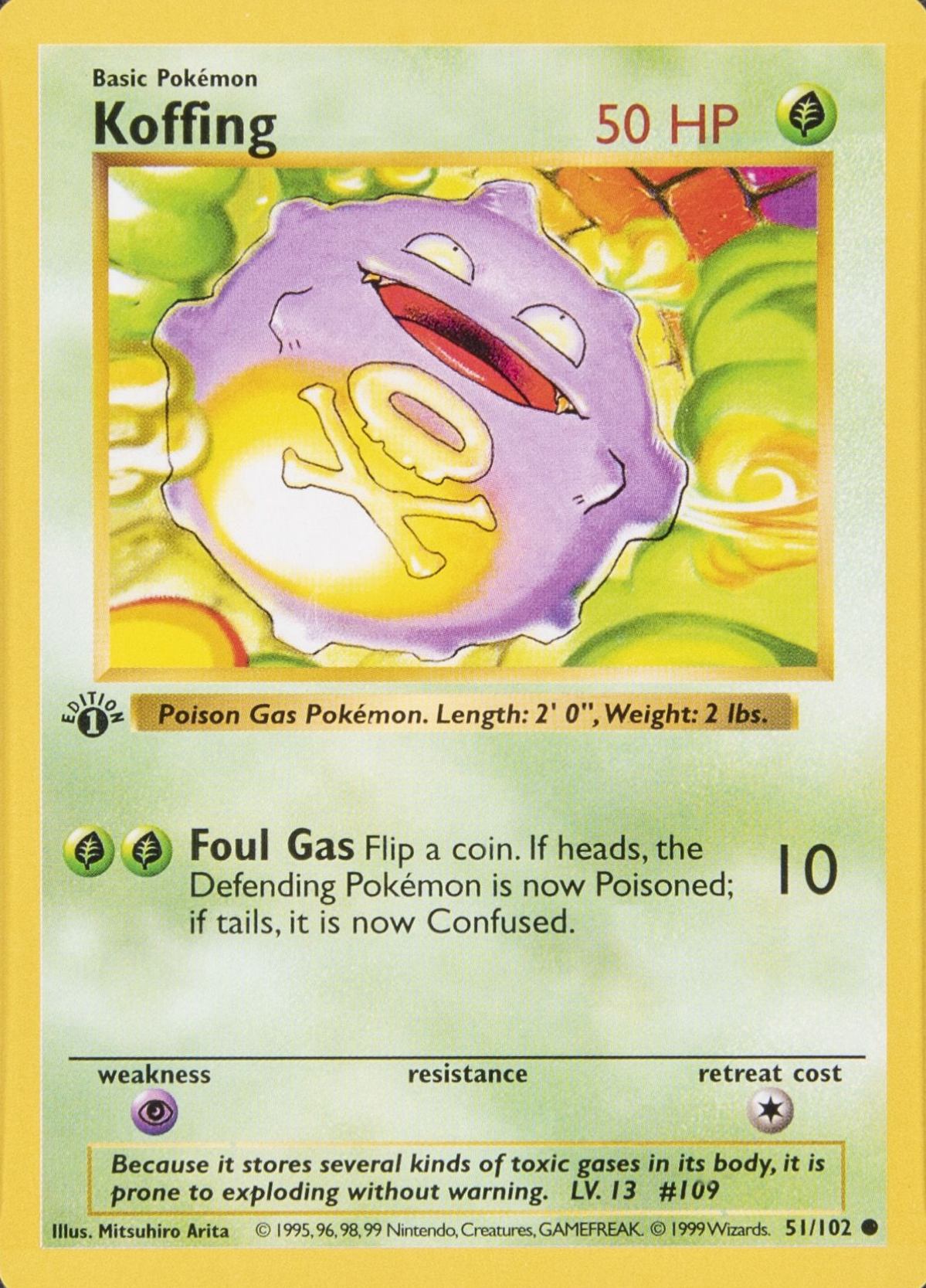 1999 Pokemon Game Koffing #51 TCG Card
