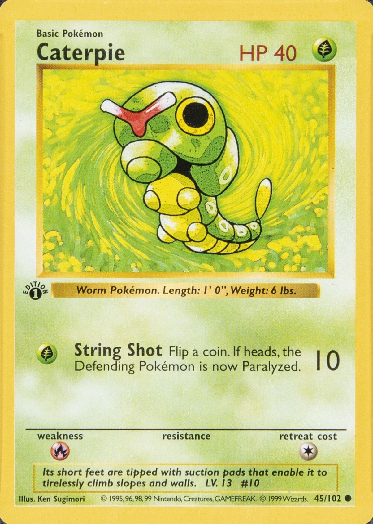 1999 Pokemon Game Caterpie #45 TCG Card