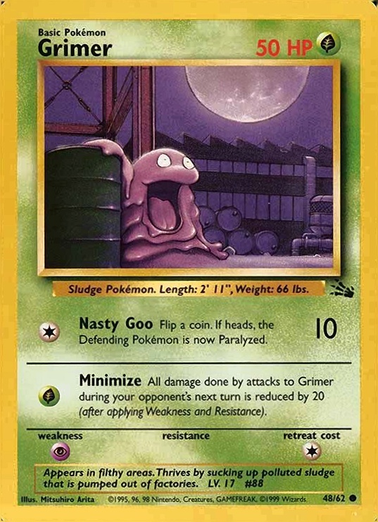 1999 Pokemon Fossil Grimer #48 TCG Card