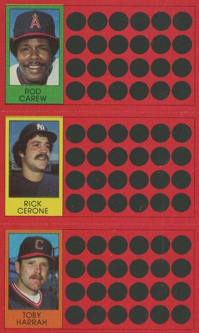 1981 Topps Scratch-Offs Rod Carew/Rick Cerone/Toby Harrah # Baseball Card