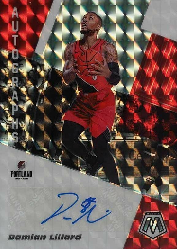 2019 Panini Mosaic Autographs Mosaic Damian Lillard #AMDLL Basketball Card
