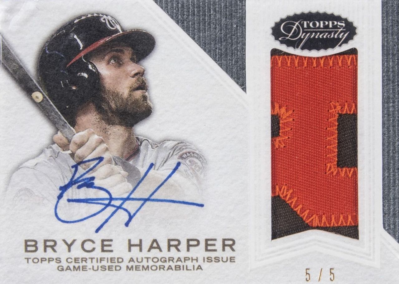 2016 Topps Dynasty Autograph Patches Bryce Harper #APBH5 Baseball Card