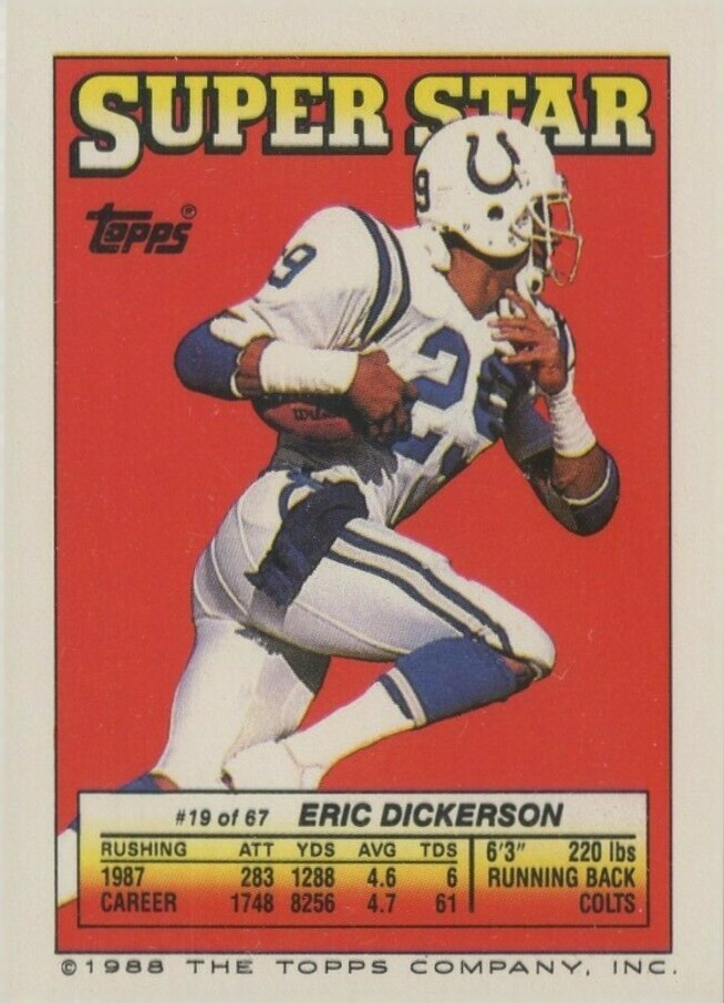 1988 Topps Stickers Dickerson/Kosar #19/184 Football Card
