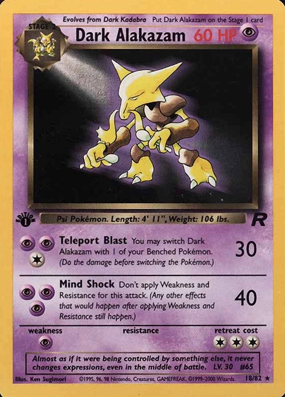 2000 Pokemon Rocket Dark Alakazam #18 TCG Card