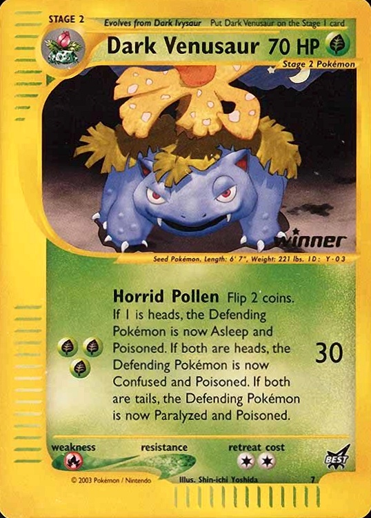 2003 Pokemon Best of Game Promo Dark Venusaur #7 TCG Card