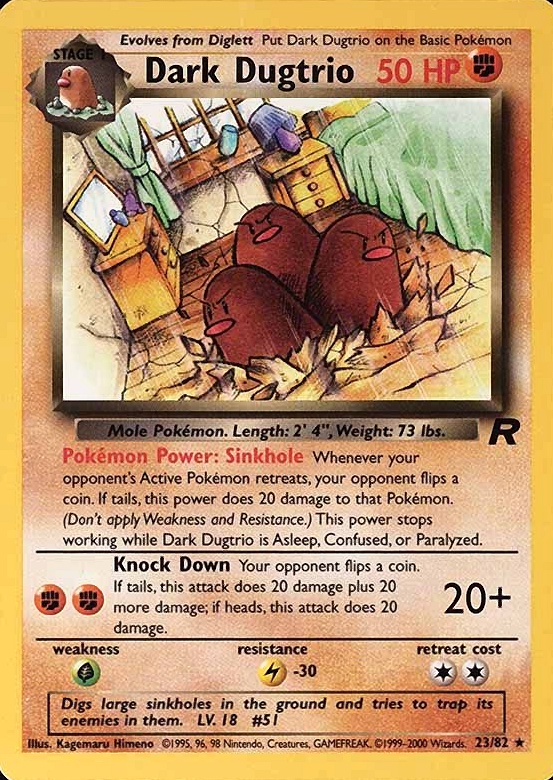2000 Pokemon Rocket Dark Dugtrio #23 TCG Card