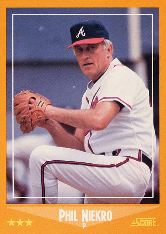 1988 Score Phil Niekro #555 Baseball Card