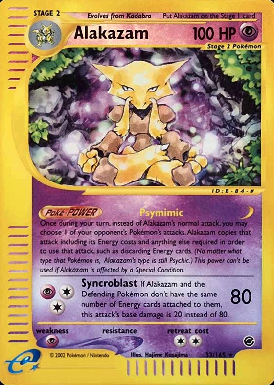 2002 Pokemon Expedition Alakazam-Reverse Foil #33 TCG Card