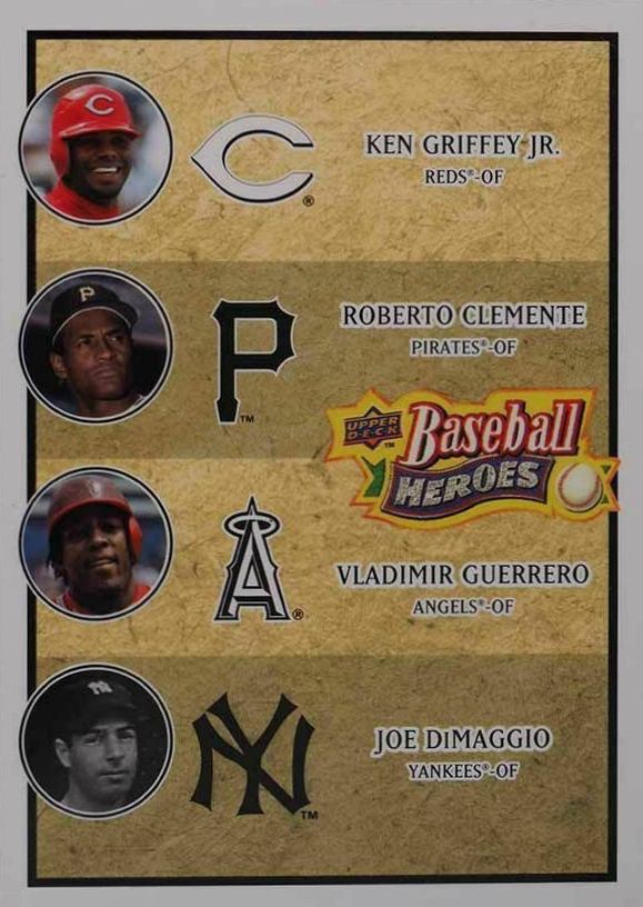 2008 Upper Deck Baseball Heroes Joe DiMaggio/Ken Griffey Jr./Roberto Clemente/Vladimir Guerrero #199 Baseball Card