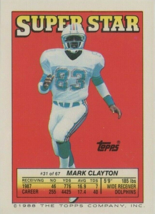 1988 Topps Stickers Clayton/Fralic/Bosworth #31/56/267 Football Card