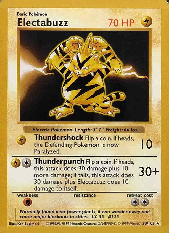 1999 Pokemon Game Electabuzz #20 TCG Card
