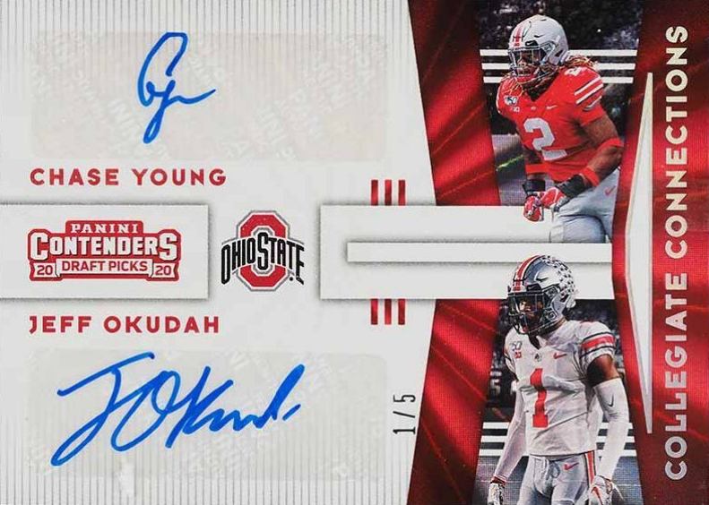2020 Panini Contenders Draft Picks Collegiate Connections Signatures Chase Young/Jeff Okudah #9 Football Card