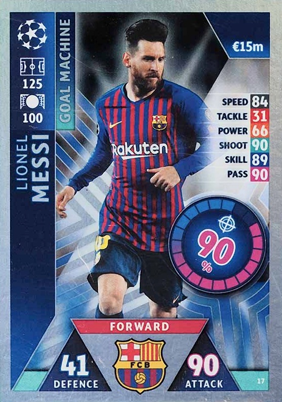 2018 Topps UEFA Champions League Match Attax Lionel Messi #17 Soccer Card