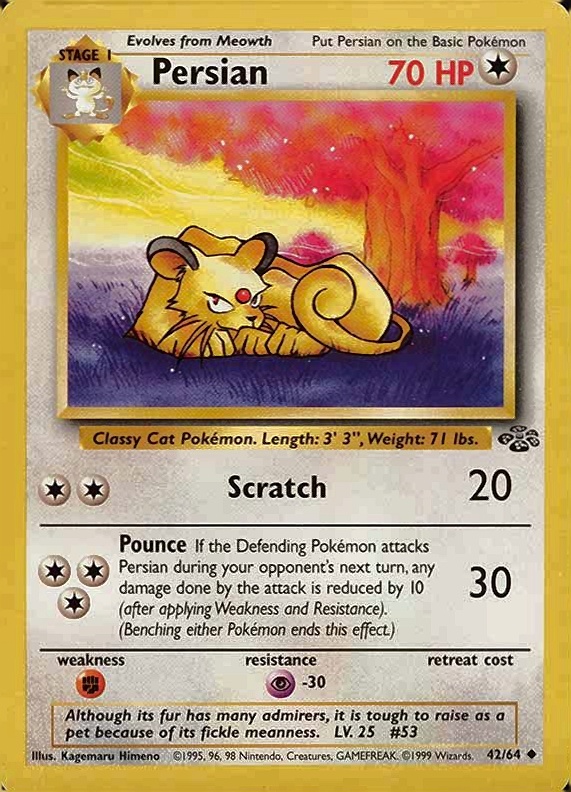 1999 Pokemon Jungle Persian #42 TCG Card