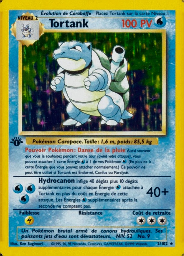 1999 Pokemon French Tortank-Holo #2 TCG Card