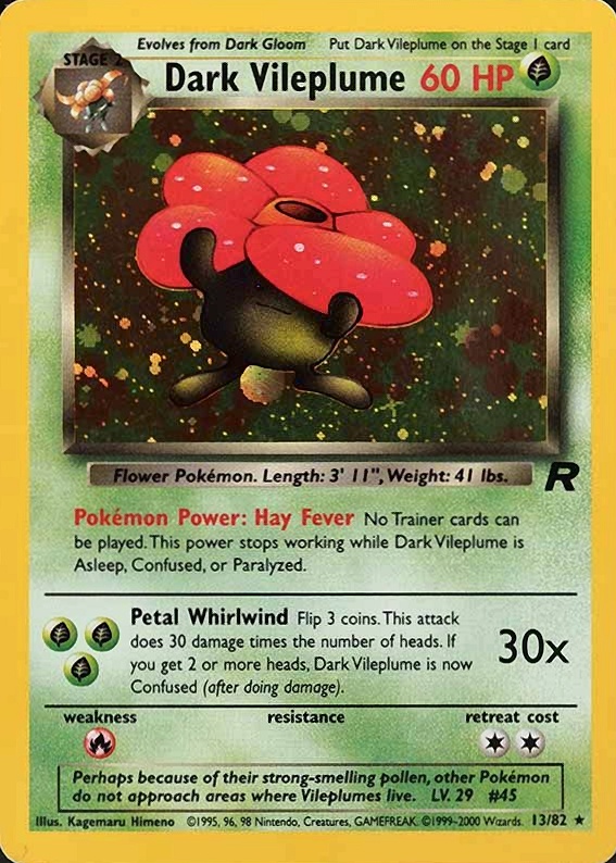 2000 Pokemon Rocket Dark Vileplume-Holo #13 TCG Card