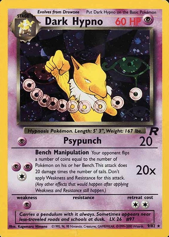 2000 Pokemon Rocket Dark Hypno-Holo #9 TCG Card