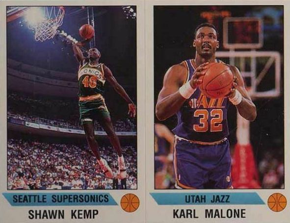 1990 Panini Sticker Karl Malone/Shawn Kemp # Basketball Card