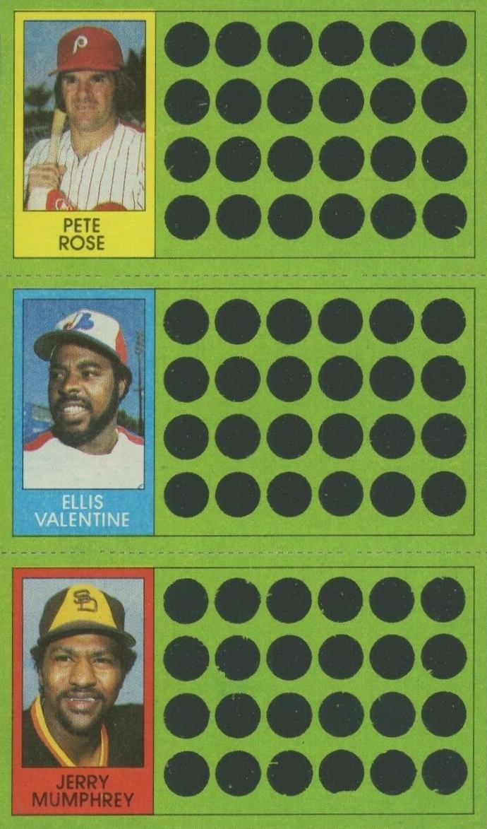 1981 Topps Scratch-Offs Ellis Valentine/Jerry Mumphrey/Pete Rose # Baseball Card