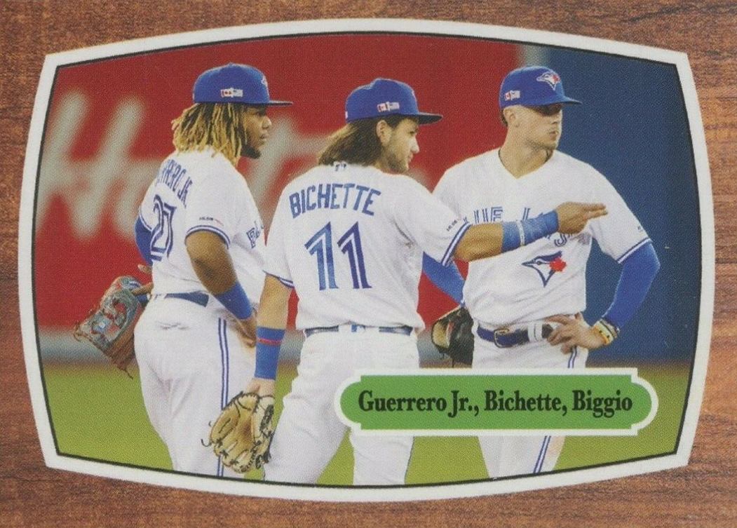 2020 Topps Throwback Thursday Bo Bichette/Cavan Biggio/Vladimir Guerrero Jr. #130 Baseball Card