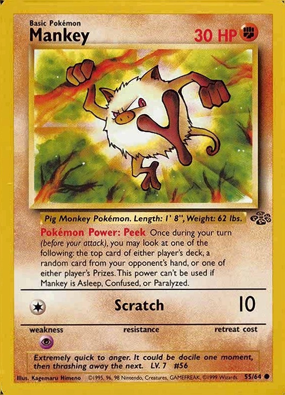 1999 Pokemon Jungle Mankey #55 TCG Card