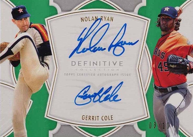 2020 Topps Definitive Collection Dual Autograph Collection Gerrit Cole/Nolan Ryan #RC Baseball Card
