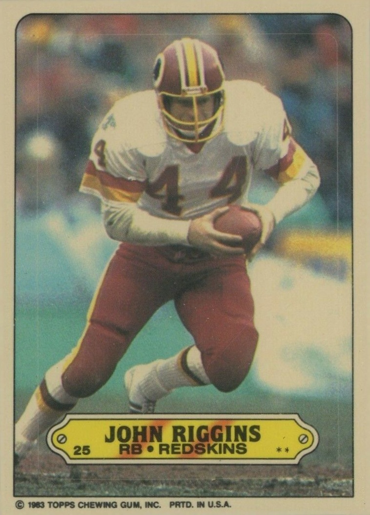 1983 Topps Stickers John Riggins #5 Football Card