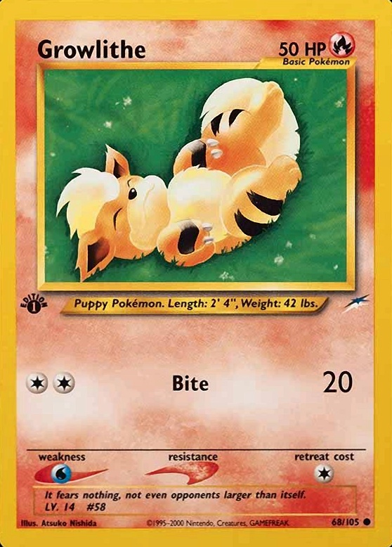 2002 Pokemon Neo Destiny  Growlithe #68 TCG Card