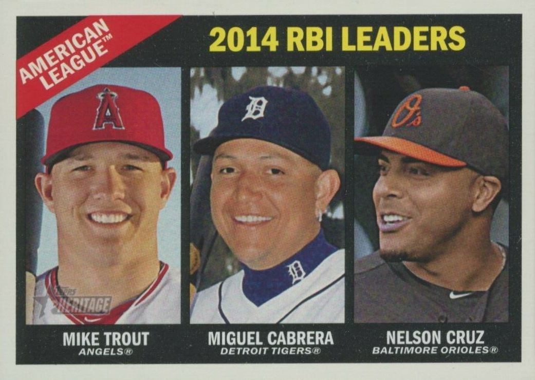 2015 Topps Heritage  Miguel Cabrera/Mike Trout/Nelson Cruz #220 Baseball Card