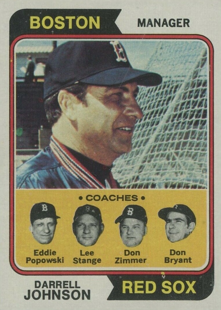 1974 Topps Red Sox Mgr./Coaches #403 Baseball Card