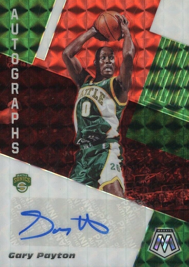 2019 Panini Mosaic Autographs Mosaic Gary Payton #AMGPT Basketball Card