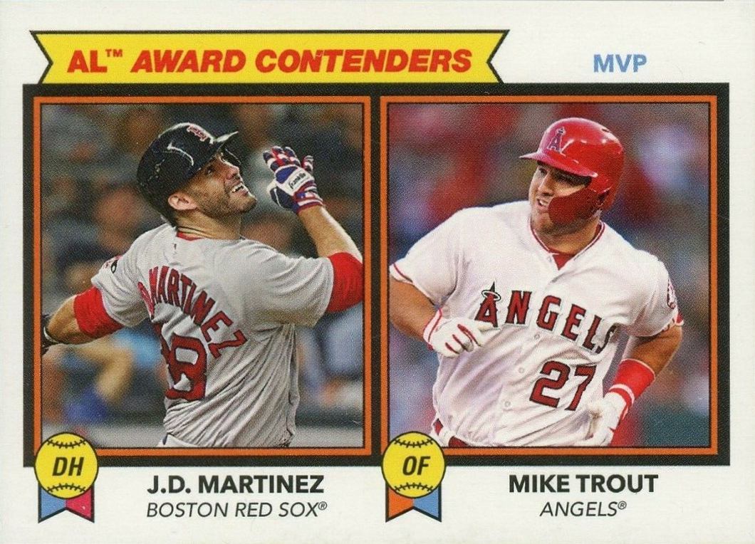 2018 Topps Throwback Thursday J.D. Martinez/Mike Trout #192 Baseball Card
