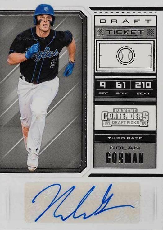 2018 Panini Contenders Draft Picks Draft Ticket Autograph Nolan Gorman #6 Baseball Card