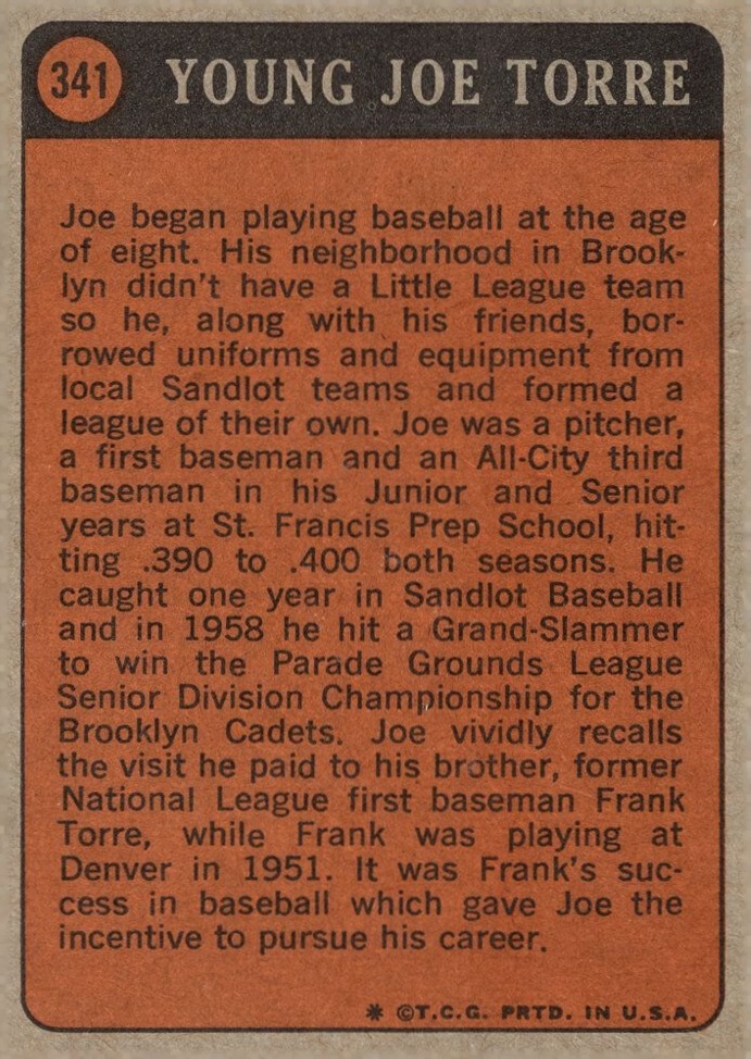1972 Topps Joe Torre #341 Baseball Card