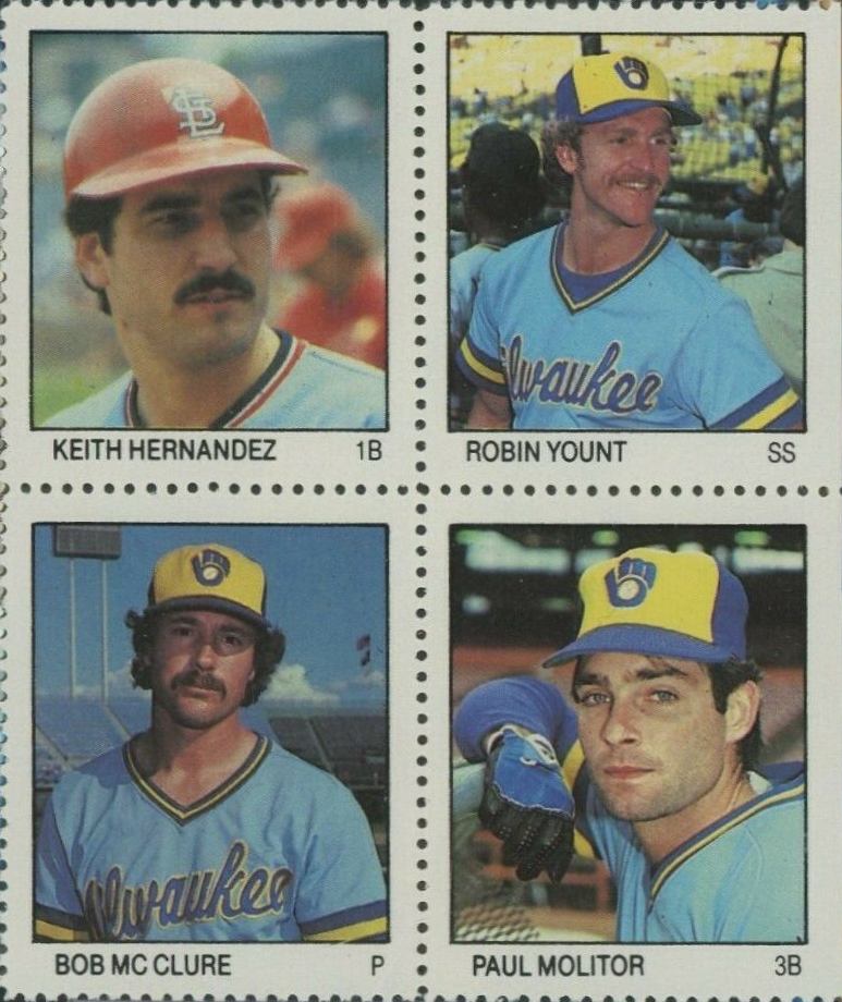 1983 Fleer Stamps Hernandez/Yount/McClure/Molitor # Baseball Card