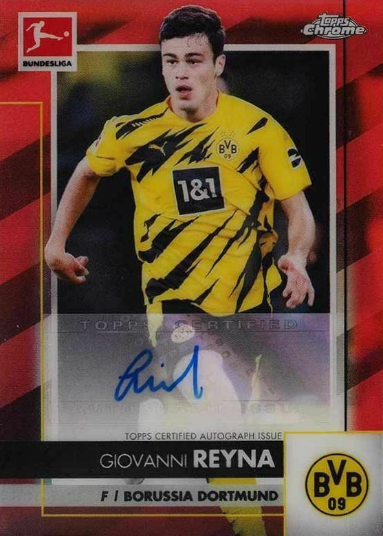 2020 Topps Chrome Bundesliga Chrome Autographs Giovanni Reyna #GRE Soccer Card