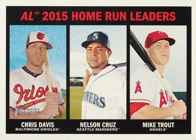 2016 Topps Heritage Chris Davis/Mike Trout/Nelson Cruz #243 Baseball Card