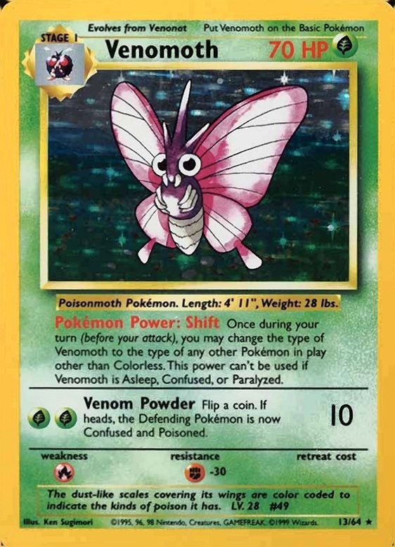 1999 Pokemon Jungle Venomoth-Holo #13 TCG Card