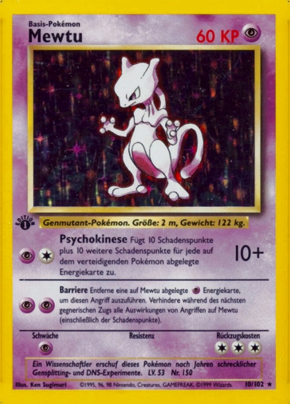 1999 Pokemon German  Mewto-Holo #10 TCG Card