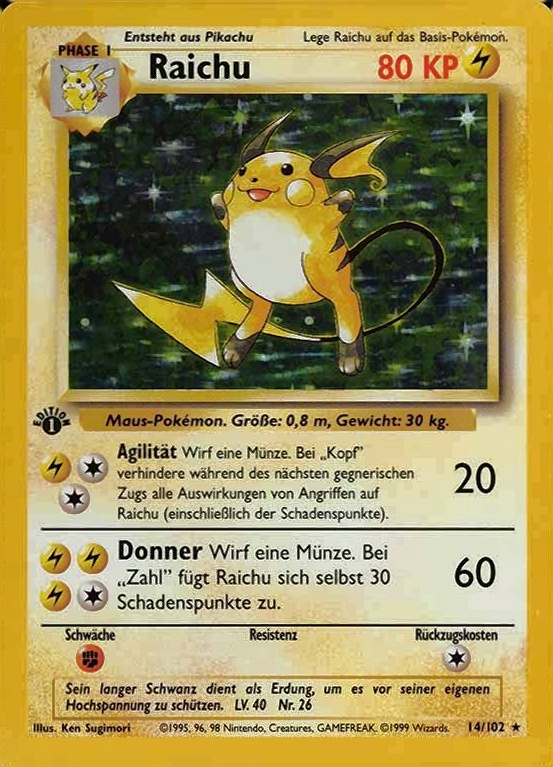 1999 Pokemon German  Raichu-Holo #14 TCG Card