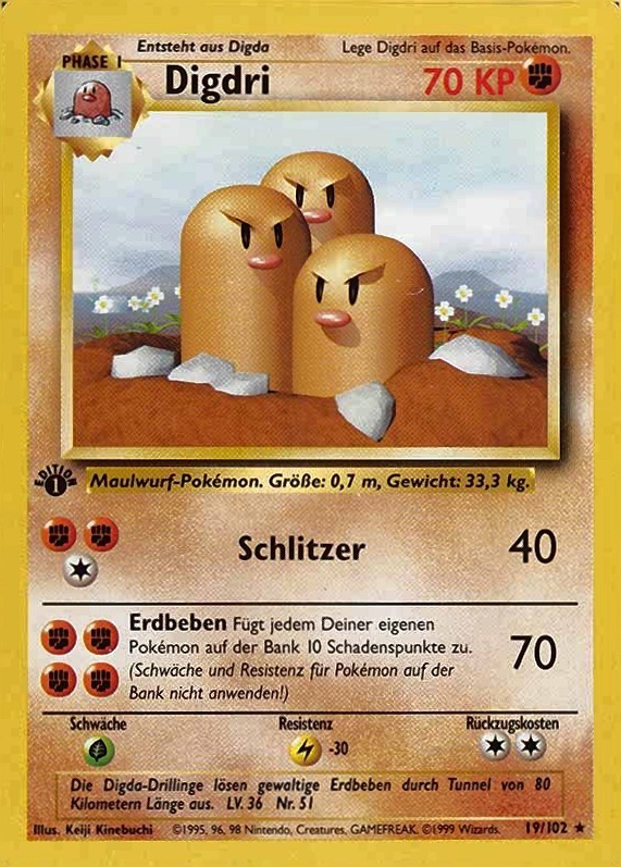 1999 Pokemon German  Digdri #19 TCG Card