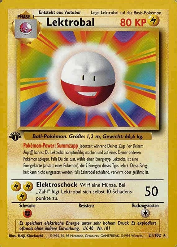 1999 Pokemon German  Lektrobal #21 TCG Card