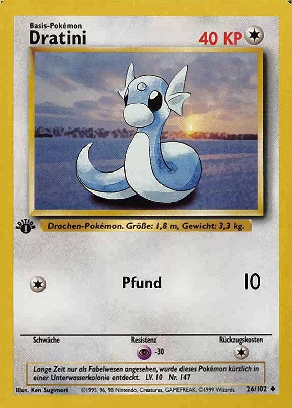 1999 Pokemon German  Dratini #26 TCG Card