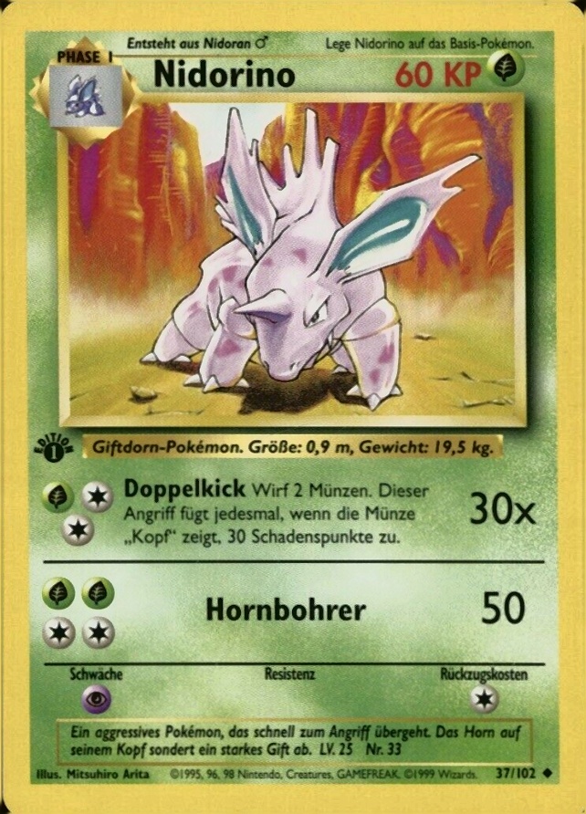 1999 Pokemon German  Nidorino #37 TCG Card