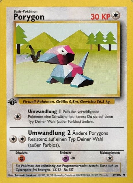 1999 Pokemon German  Porygon #39 TCG Card