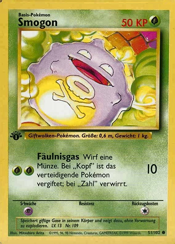 1999 Pokemon German  Smogon #51 TCG Card