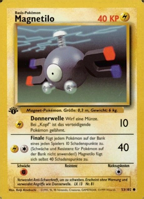1999 Pokemon German  Magnetilo #53 TCG Card