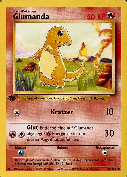 1999 Pokemon German  Glumanda #46 TCG Card