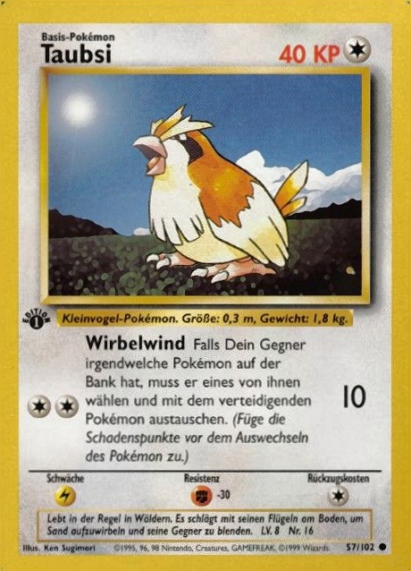 1999 Pokemon German  Taubsi #57 TCG Card